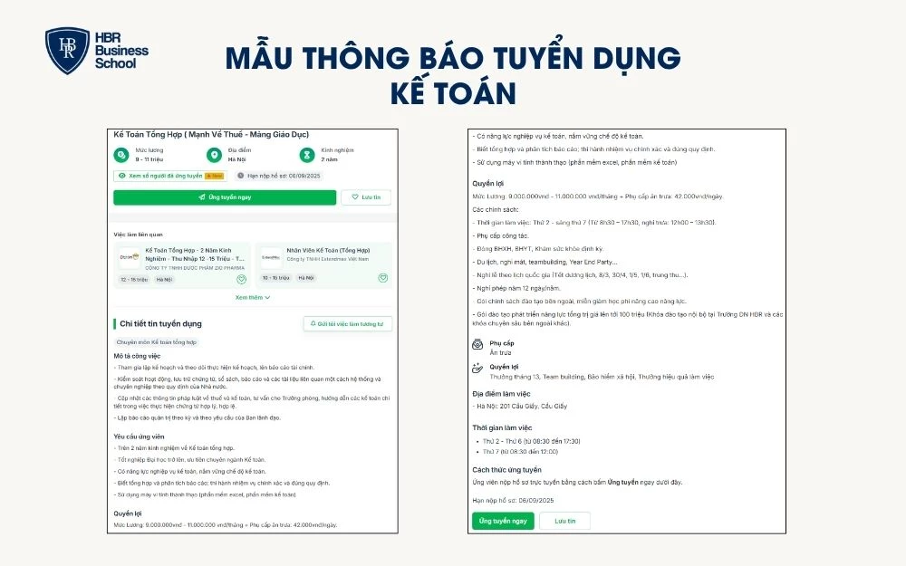 Mẫu thông báo tuyển dụng nhân sự - Kế toán