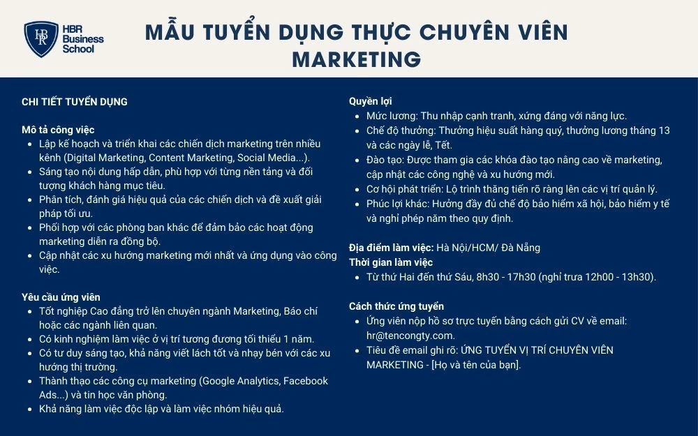 Mẫu tuyển dụng nhân sự - Chuyên viên Marketing