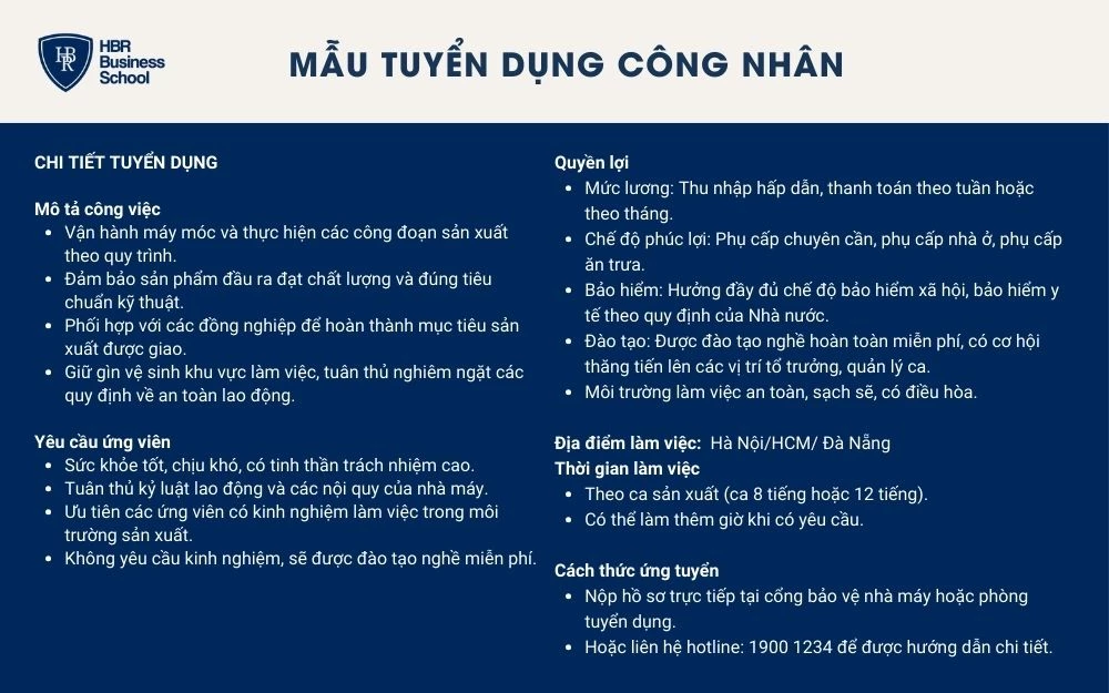 Mẫu tuyển dụng nhân sự - Công nhân