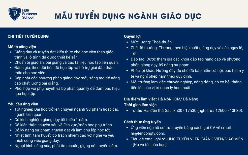 Mẫu tuyển dụng nhân sự - Ngành giáo dục