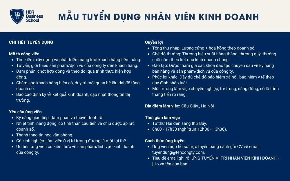 Mẫu tuyển dụng nhân viên kinh doanh