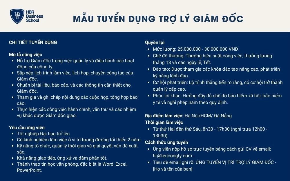 Mẫu tuyển dụng nhân sự - Trợ lý giám đốc