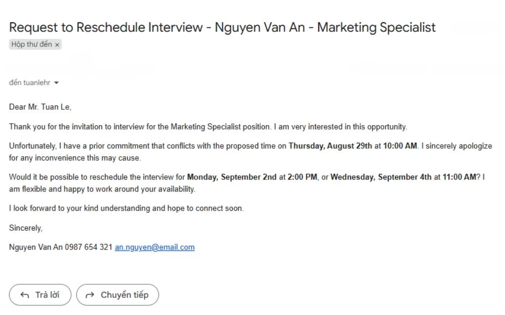 Viết email xác nhận phỏng vấn bằng tiếng Anh khẳng định sự chuyên nghiệp của ứng viên