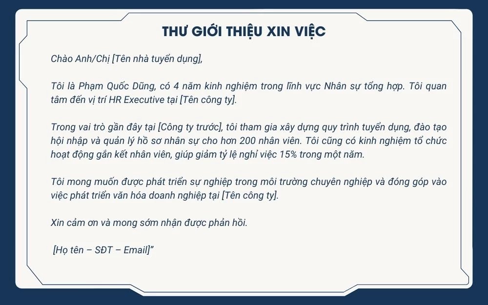 Thư giới thiệu xin việc hay còn gọi là thư giới thiệu bản thân