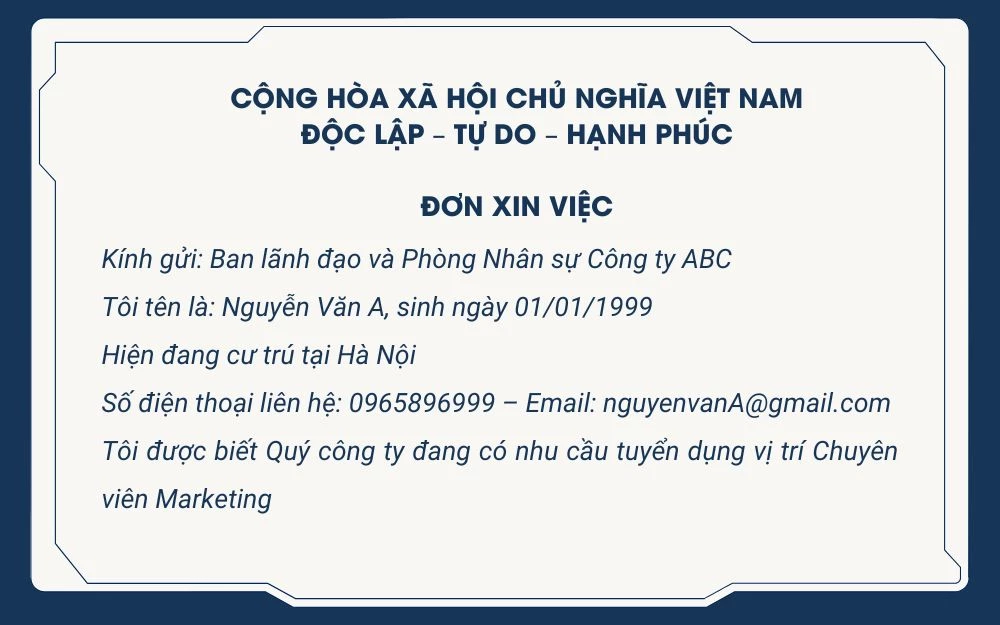 Mẫu đơn xin việc làm chuẩn file Word