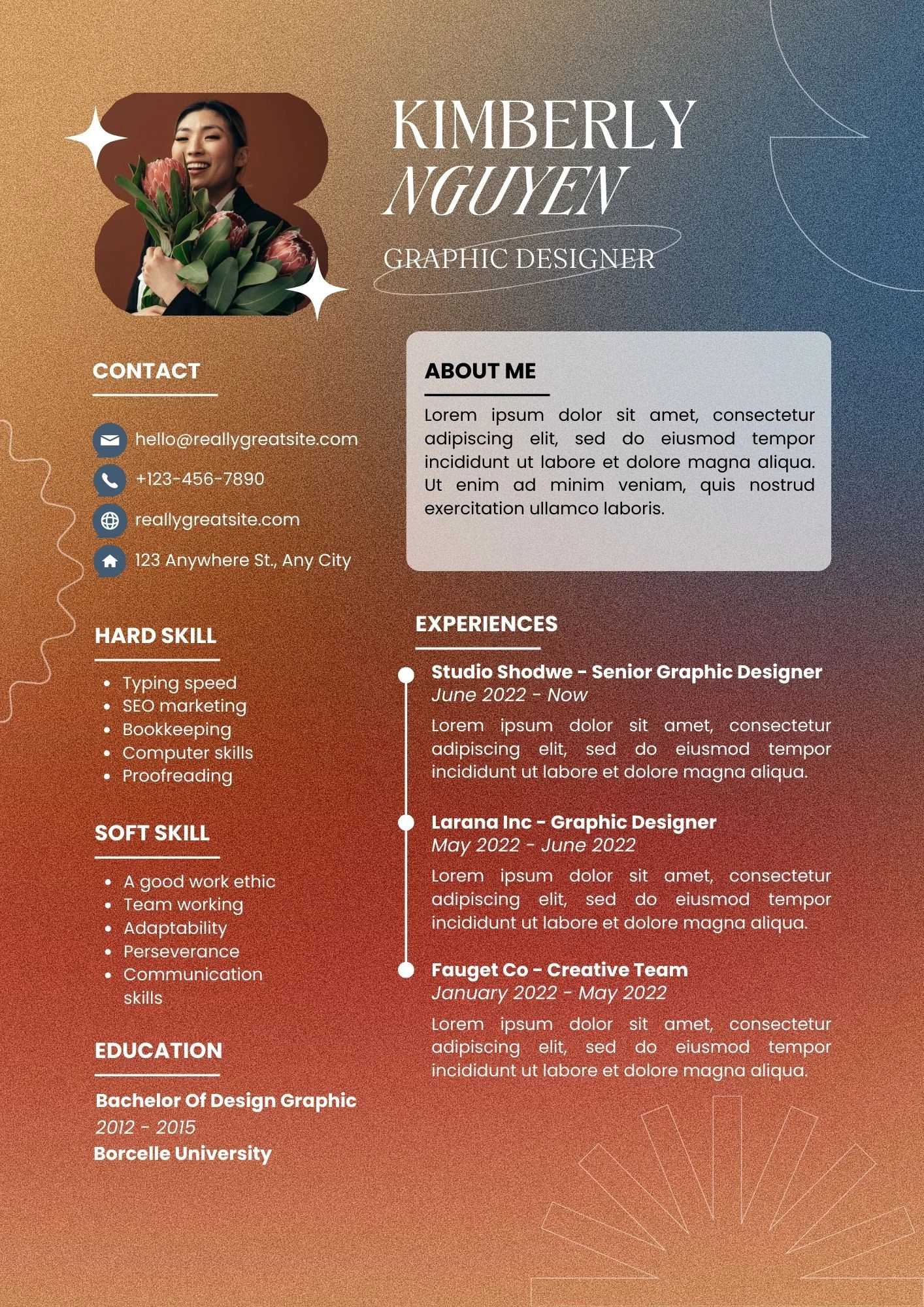 Mẫu CV thiết kế đồ họa dạng Infographic ấn tượng bằng tiếng Anh