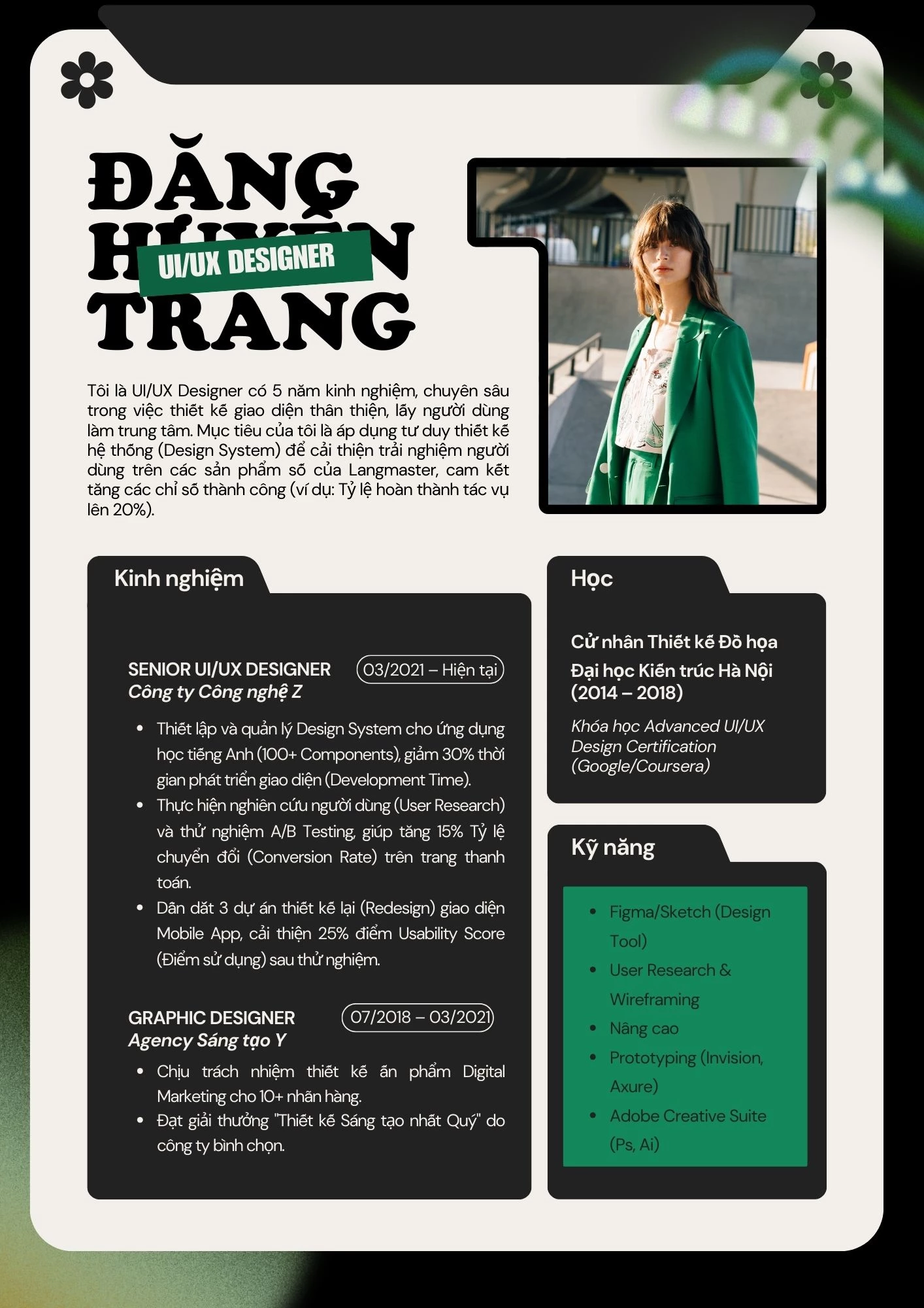 Mẫu CV thiết kế đồ họa hiện đại Professional