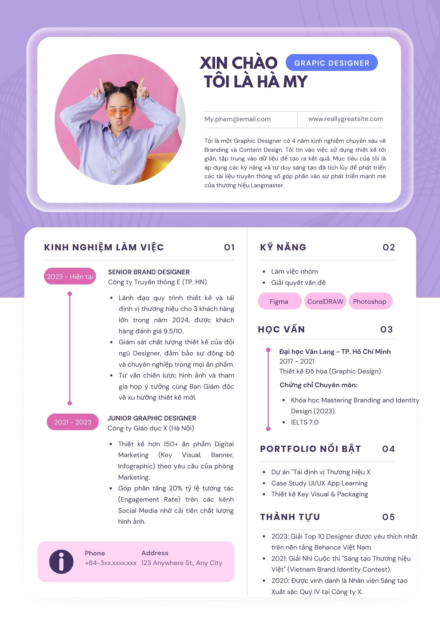 Mẫu CV thiết kế đồ họa tối giản Minimalism