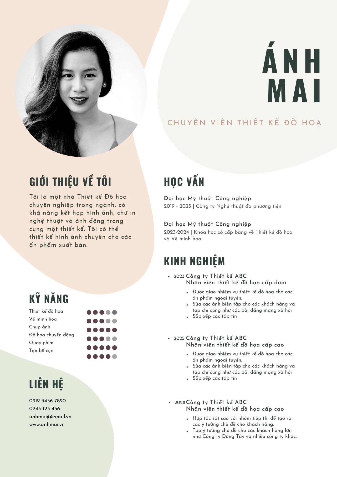 Mẫu Resume ngành Thiết kế đồ họa chuyên nghiệp