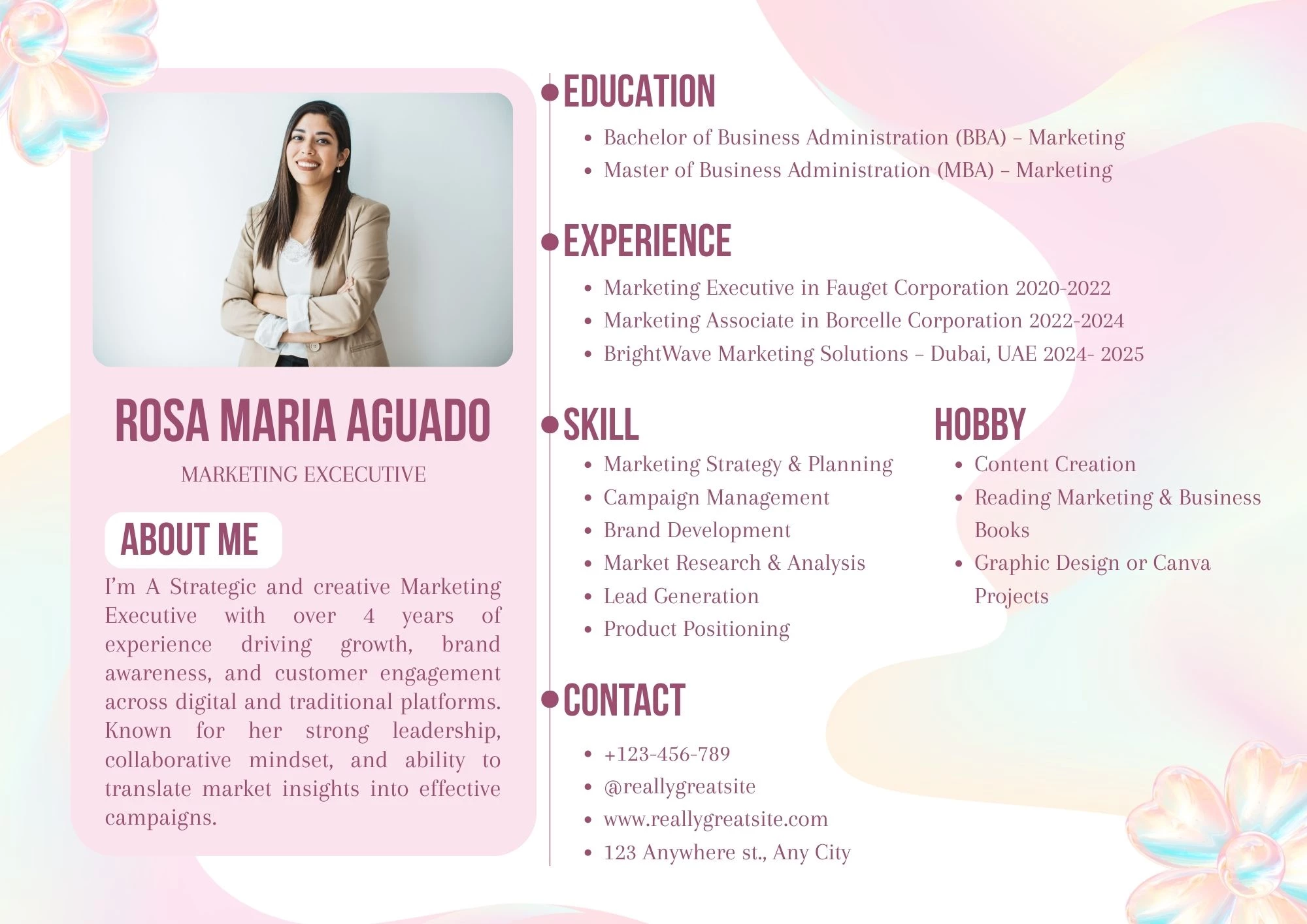 Mẫu Resume ngang bằng tiếng Anh