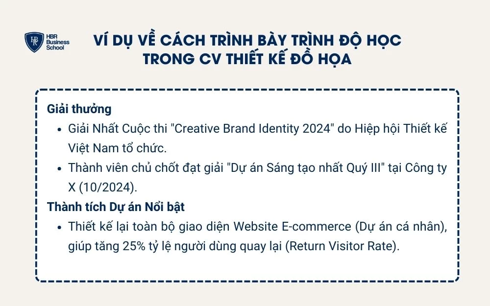 Ví dụ về cách trình bày trình độ học vấn trong CV