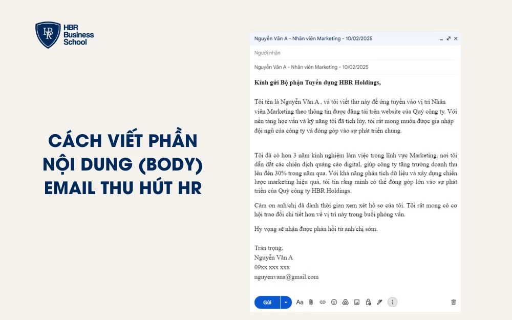 Mẫu viết phần body trong email
