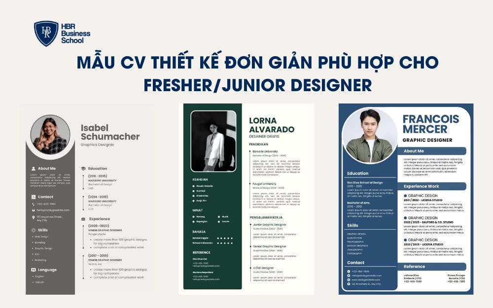 Một số mẫu CV được thiết kế đơn giản, bố cục rõ ràng