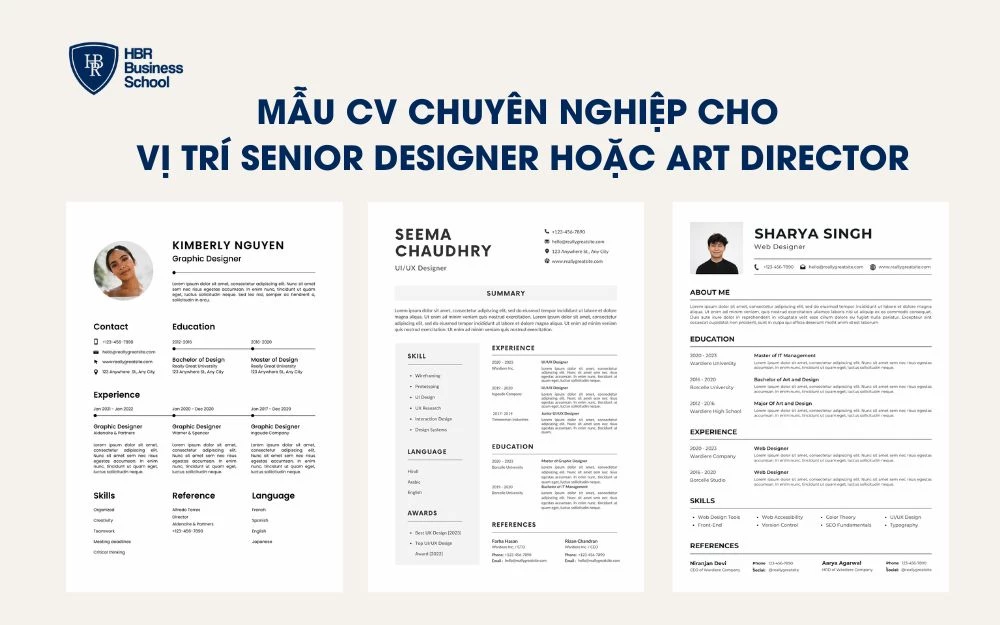 Tham khảo thêm một số mẫu CV dành cho vị trí Senior Designer hoặc Art Director