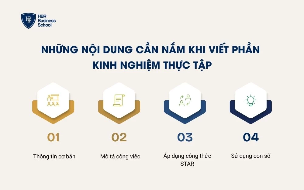 Kinh nghiệm thực tập nên tập trung vào công việc liên quan