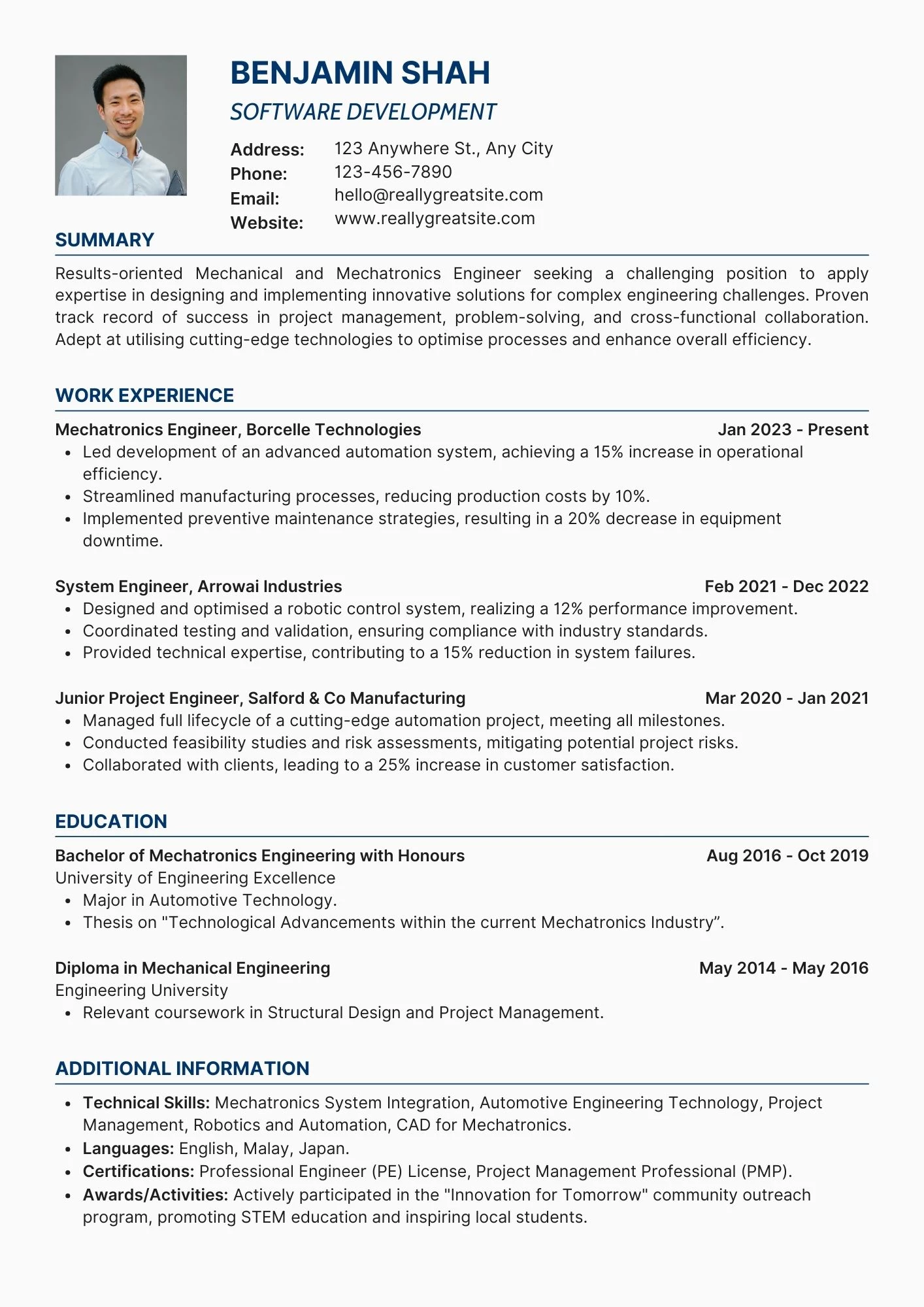 Mẫu CV IT dành cho Software Development