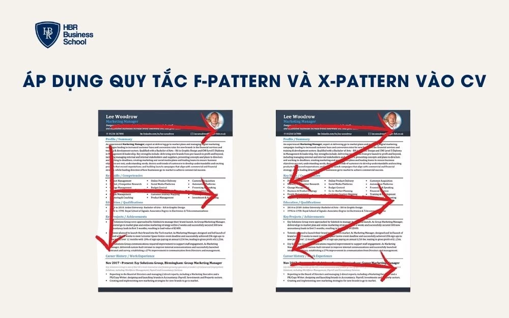 Bố cục quét F - Z giúp làm nổi bật tiêu đề, giá trị quan trọng và kỹ năng chính