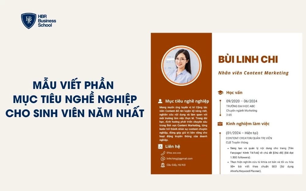 Mẫu viết phần Mục tiêu nghề nghiệp rõ ràng, phù hợp cho tân sinh viên