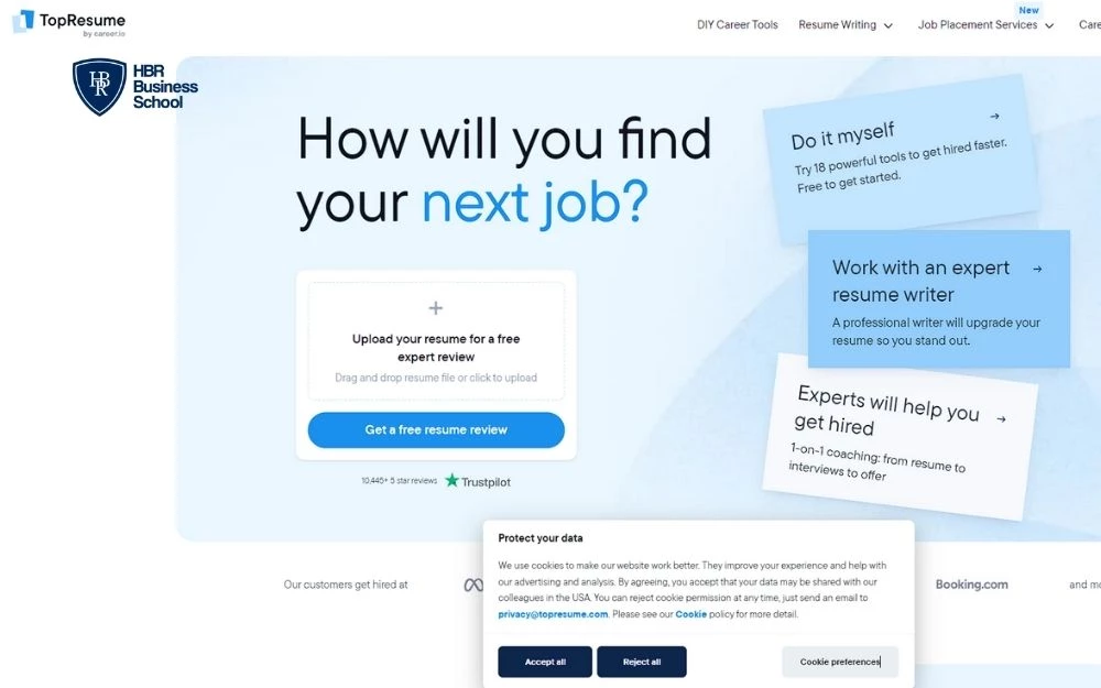 TopResume có giao diện đơn giản, dễ thao tác cho người dùng