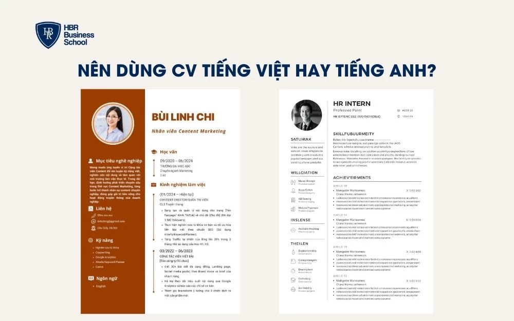 Tùy vị trí ứng tuyển, bạn có thể lựa chọn CV tiếng Việt hoặc tiếng Anh