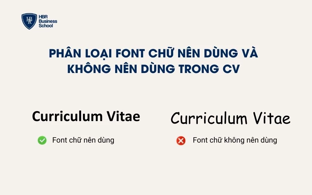 Font chữ trong CV nên chọn loại dễ đọc, chuyên nghiệp, phổ biến