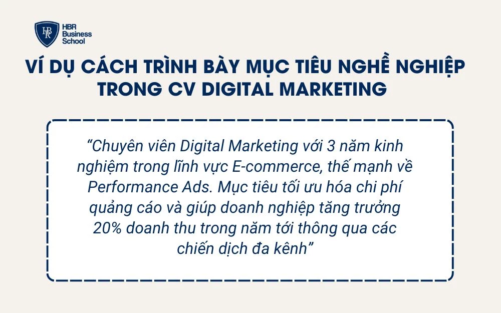 Ví dụ cách trình bày mục tiêu nghề nghiệp trong cv digital marketing