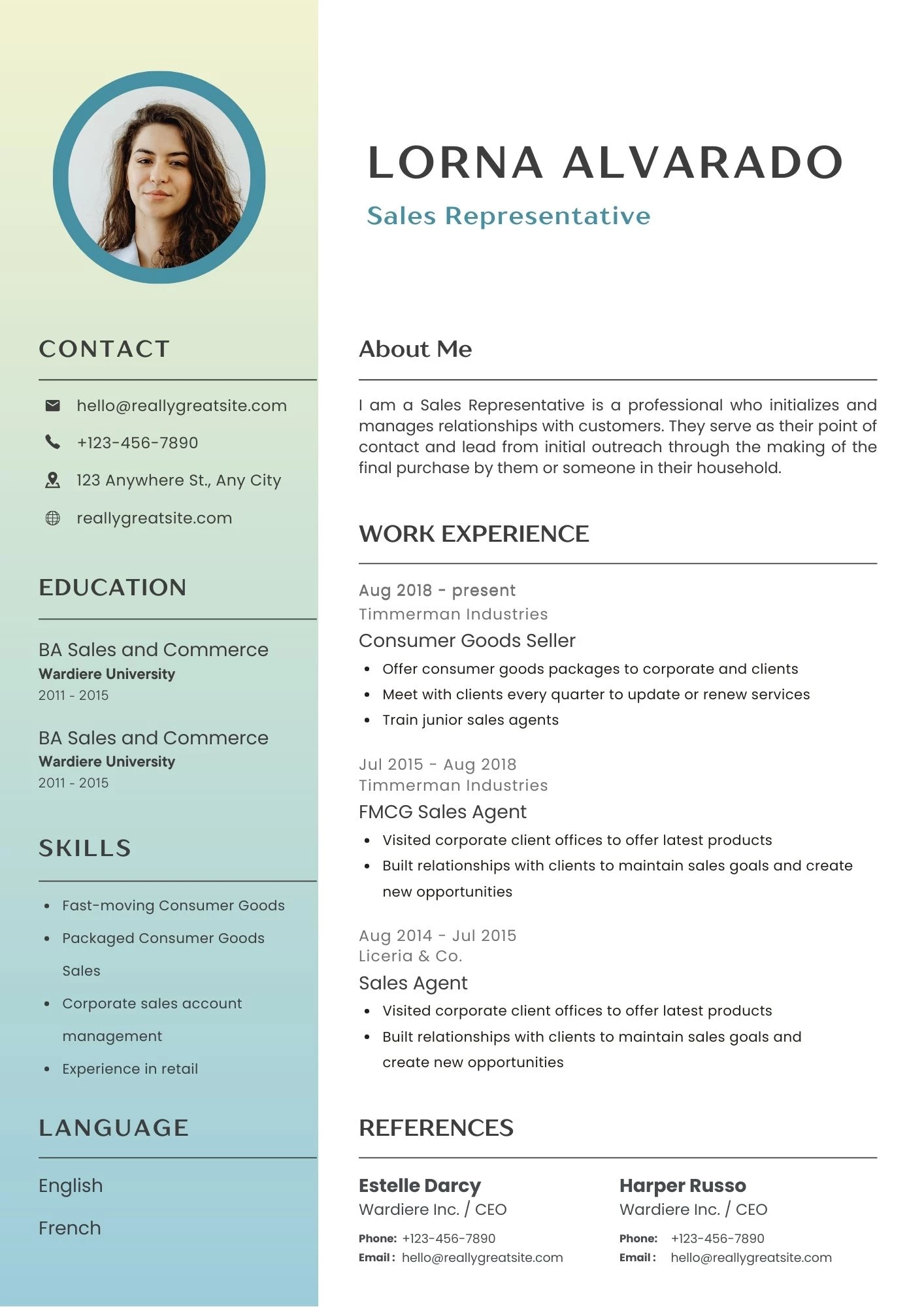 Mẫu CV nhân viên Sales bằng tiếng Anh