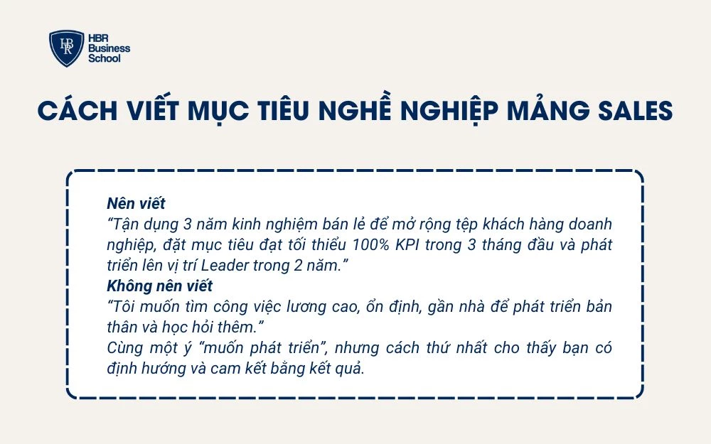 Cách viết mục tiêu nghề nghiệp vị trí sale