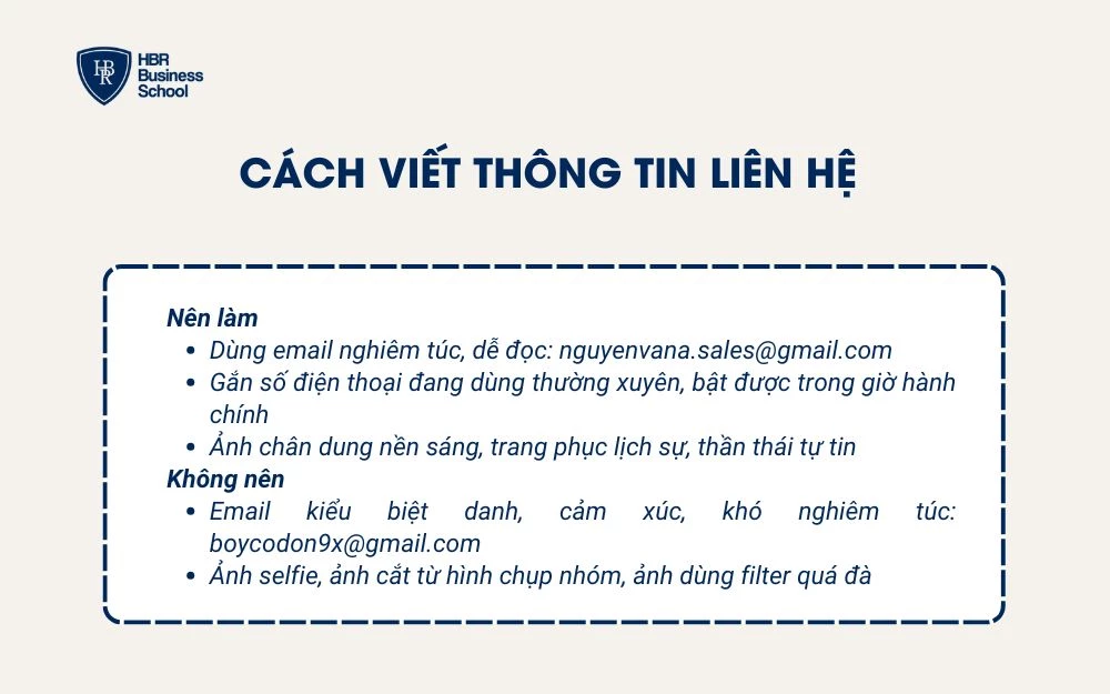 Cách viết thông tin liên hệ