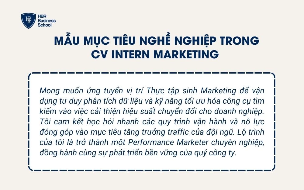 Mẫu mục tiêu nghề nghiệp trong CV Intern Marketing
