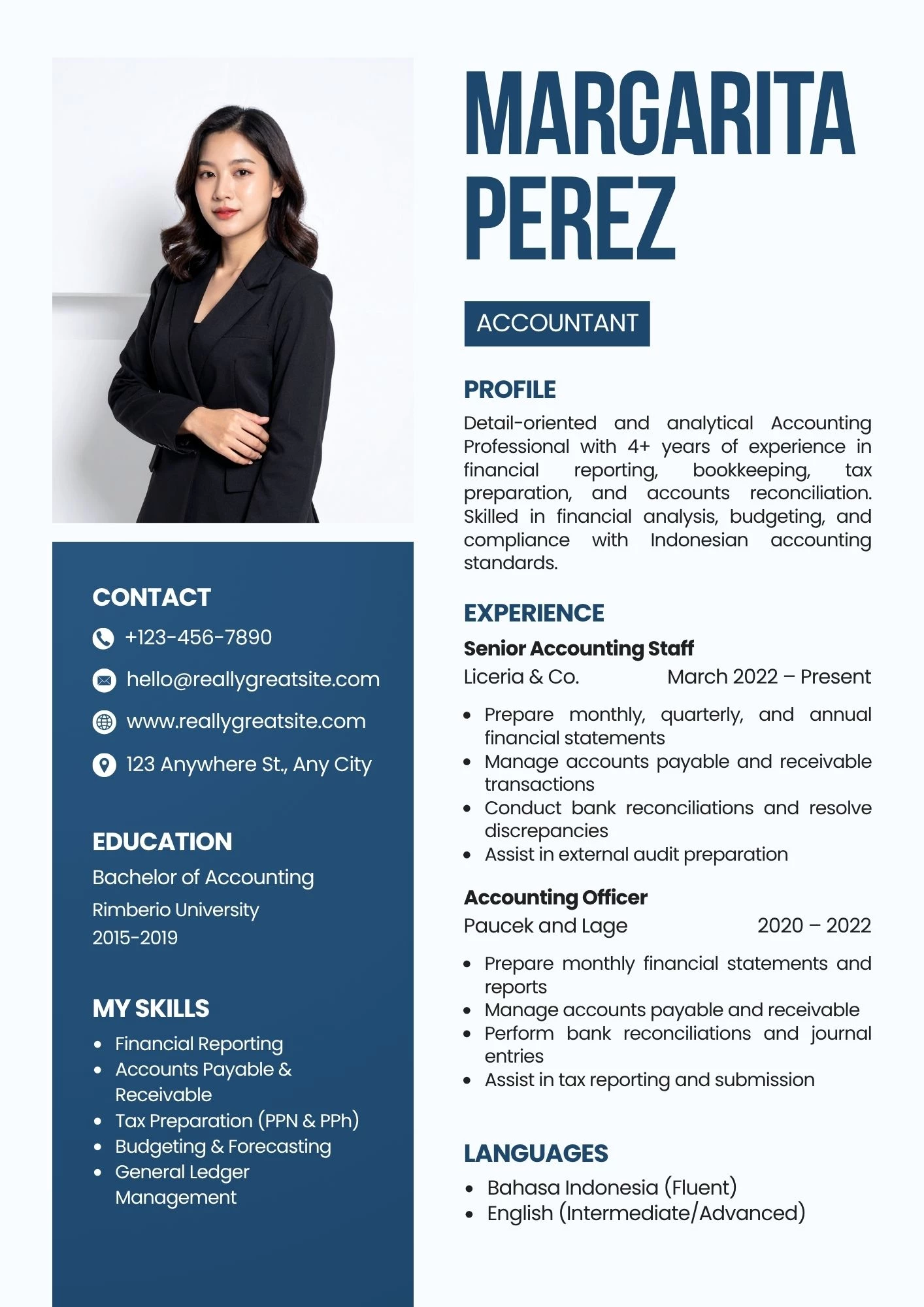 Mẫu CV kế toán nội bộ cho sinh viên mới ra trường