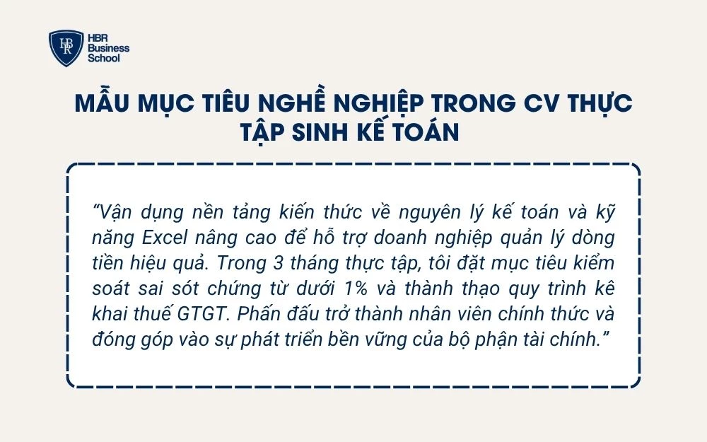 Mẫu mục tiêu nghề nghiệp trong CV thực tập sinh kế toán