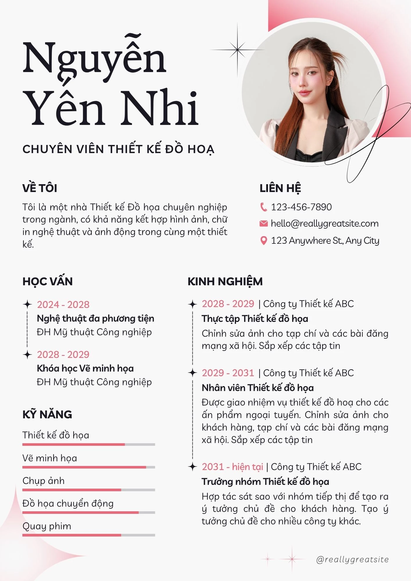 Mẫu CV nhân viên văn phòng hiện đại 1