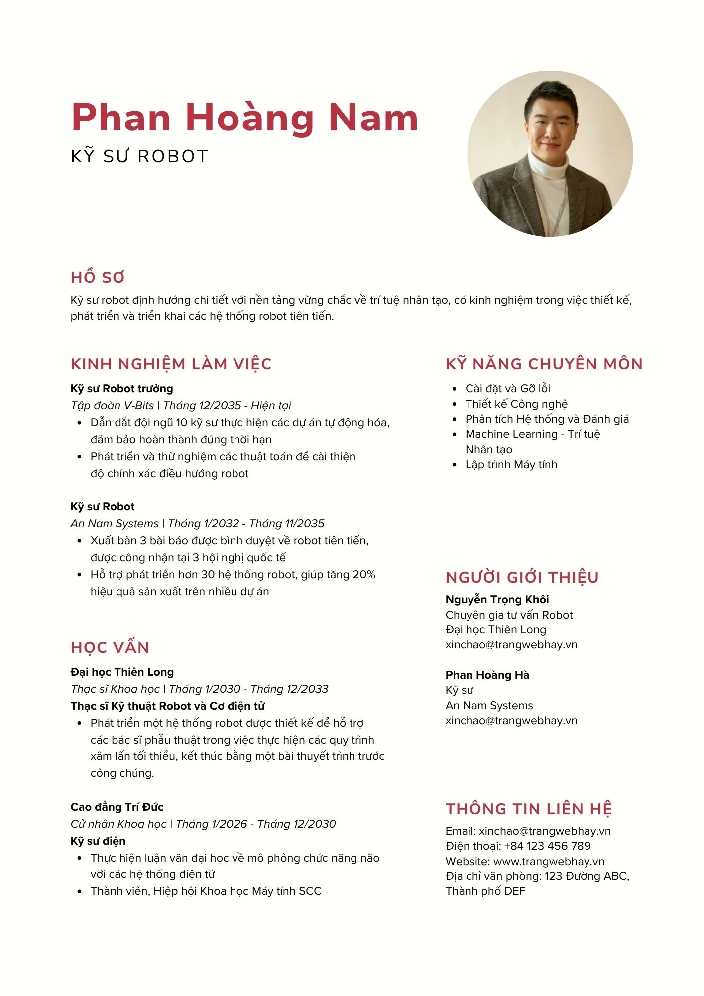 Mẫu CV nhân viên văn phòng tiếng Việt 1