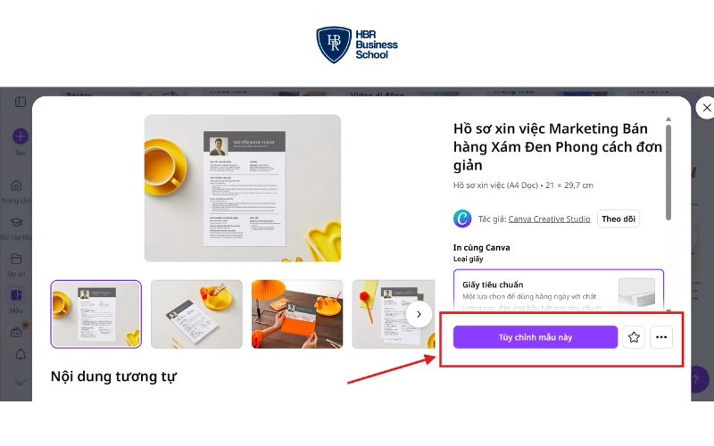 Bước 3: Lựa chọn mẫu phù hợp.