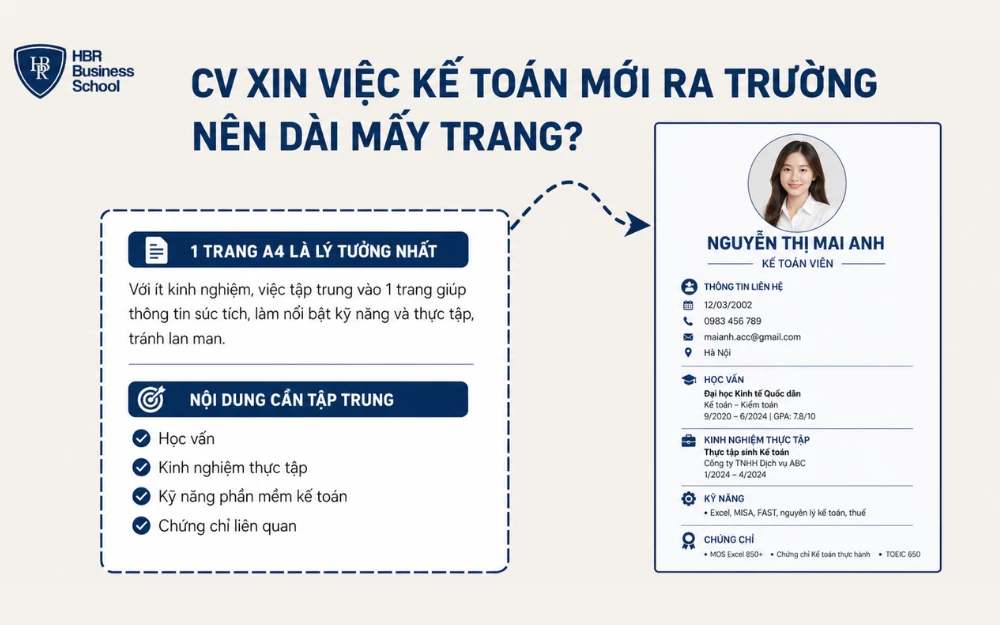 CV xin việc kế toán mới ra trường nên dài 1 trang A4 là lý tưởng nhất