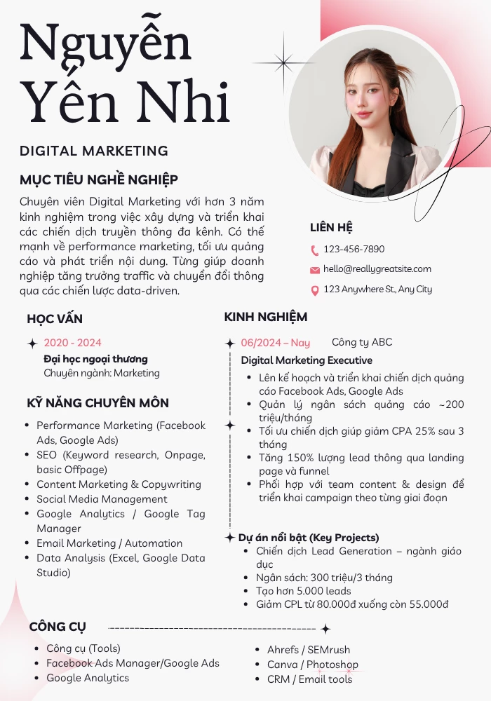 Mẫu CV marketing
