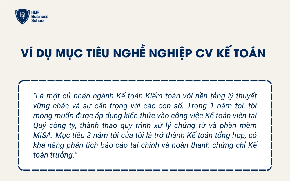 Ví dụ Mục tiêu nghề nghiệp CV kế toán