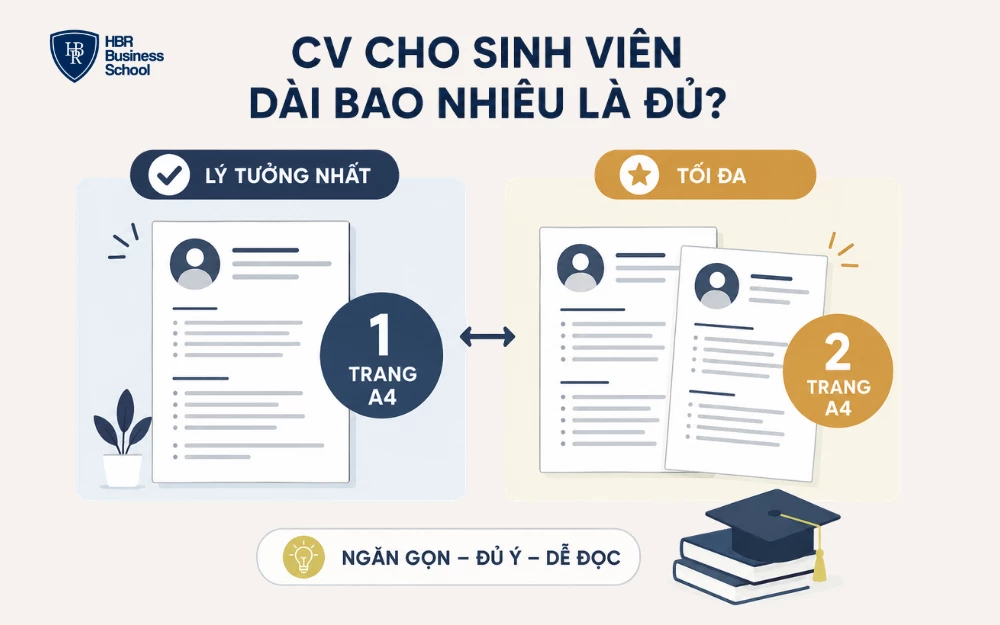 CV cho sinh viên chưa có kinh nghiệm nên dài từ 1 - 2 trang