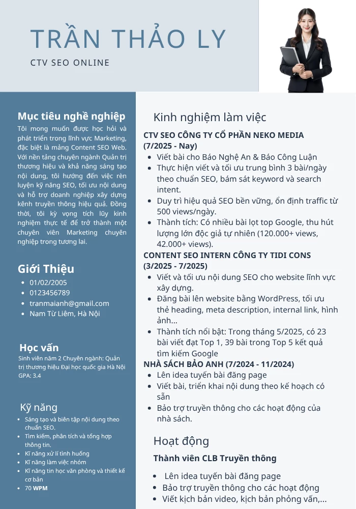 Mẫu CV cộng tác viên online