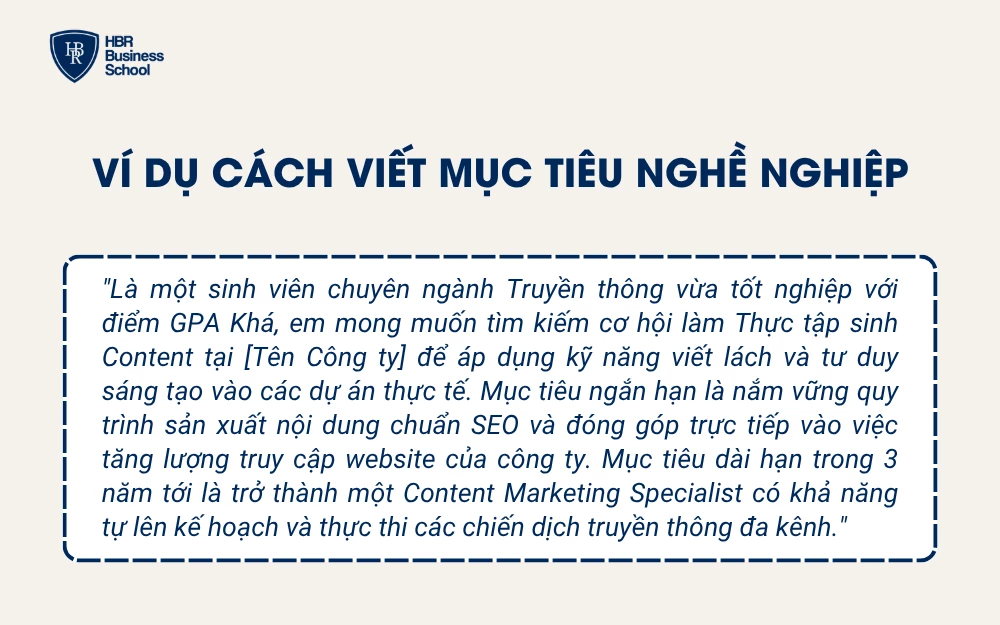 Ví dụ cách viết mục tiêu nghề nghiệp
