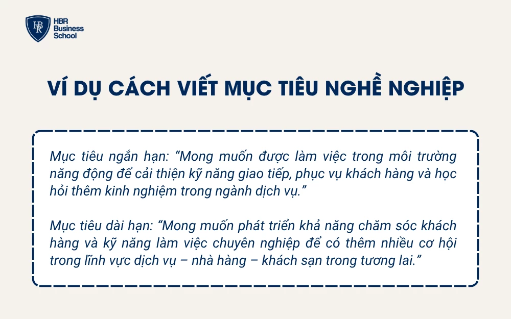 Ví dụ cách viết mục tiêu nghề nghiệp