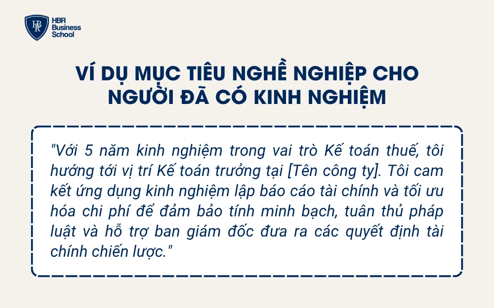 Ví dụ mục tiêu nghề nghiệp người đã có kinh nghiệm