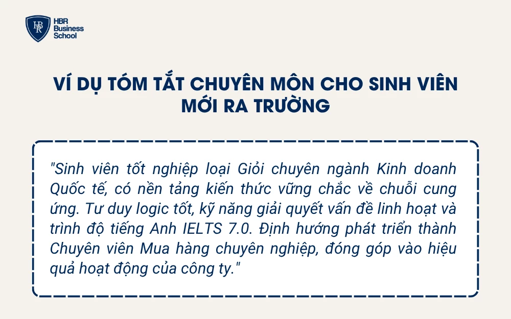 Ví dụ tóm tắt chuyên môn cho sinh viên mới ra trường