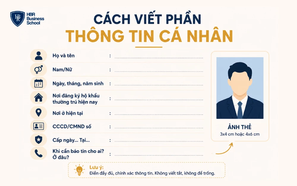 Cách viết phần thông tin cá nhân