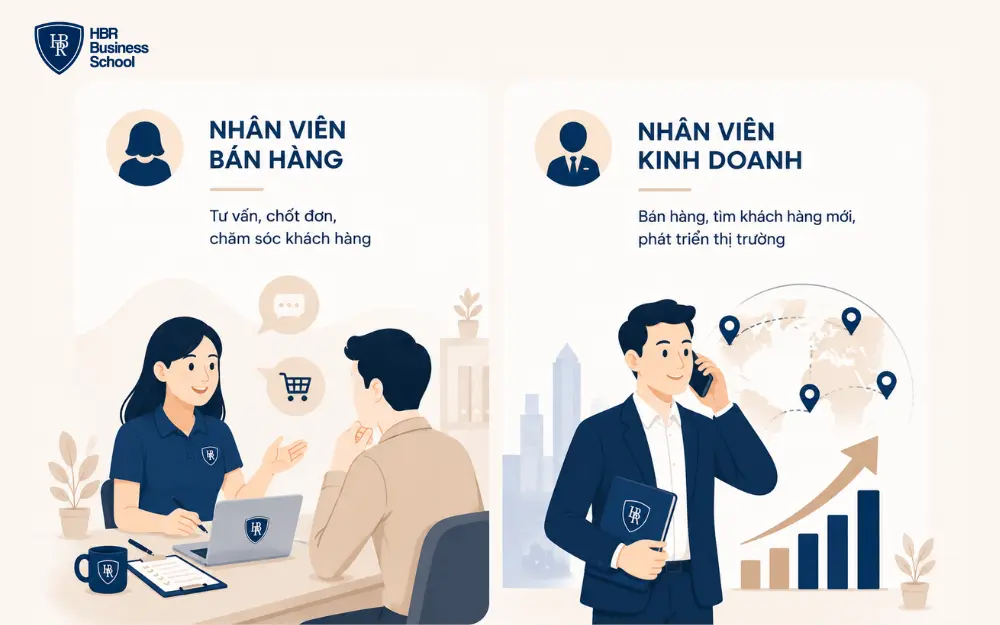 Sự khác biệt giữa nhân viên bán hàng và nhân viên kinh doanh