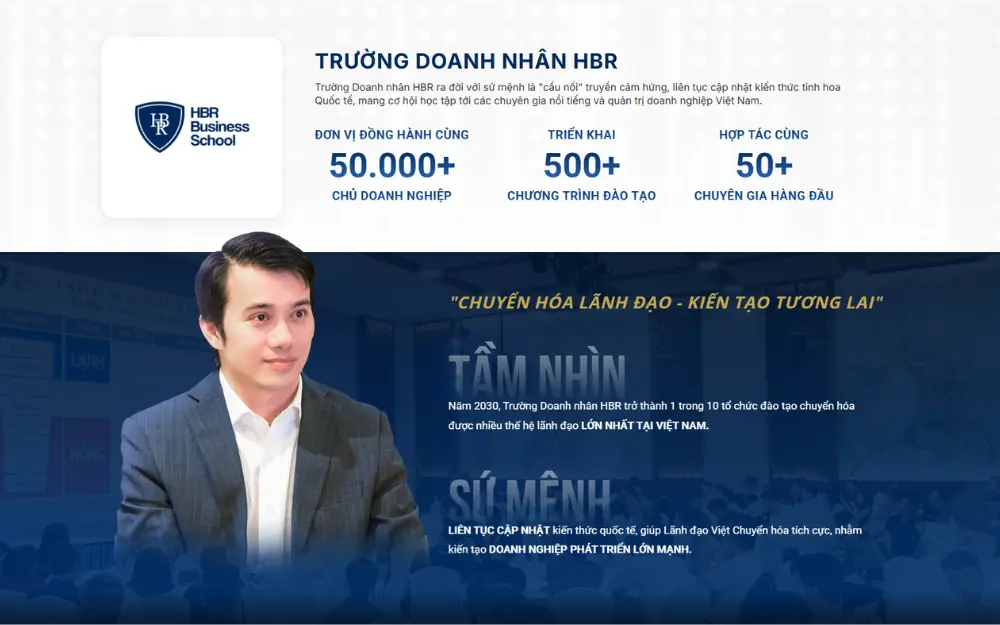 Trường Doanh nhân HBR là đơn vị đào tạo doanh nhân và quản trị trực thuộc HBR Holdings
