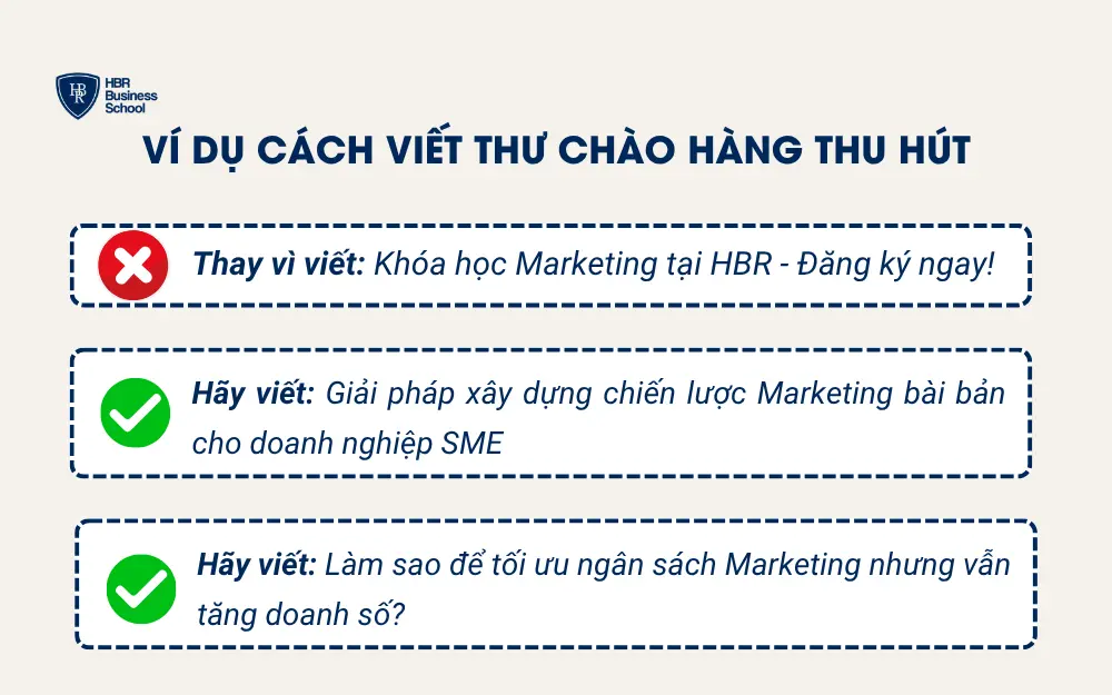 Ví dụ cách viết thư chào hàng thu hút