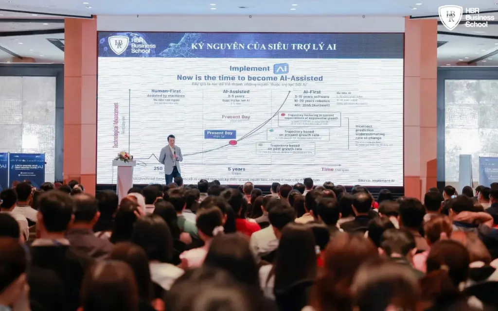Toàn cảnh hội trường quy mô lớn tại TPHCM nơi các nhà quản lý tham gia học tập nghiêm túc.