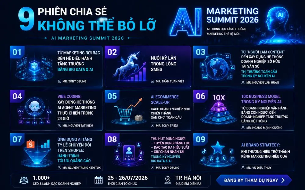 9 Phiên chia sẻ không nên bỏ lỡ tại đại sự kiện AI Marketing Summit 2026